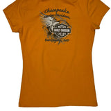 Harley Davidson Graphic T-Shirt - Medium Orange Cotton