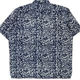 Tommy Hilfiger Floral Hawaiian Shirt - Large Blue Cotton