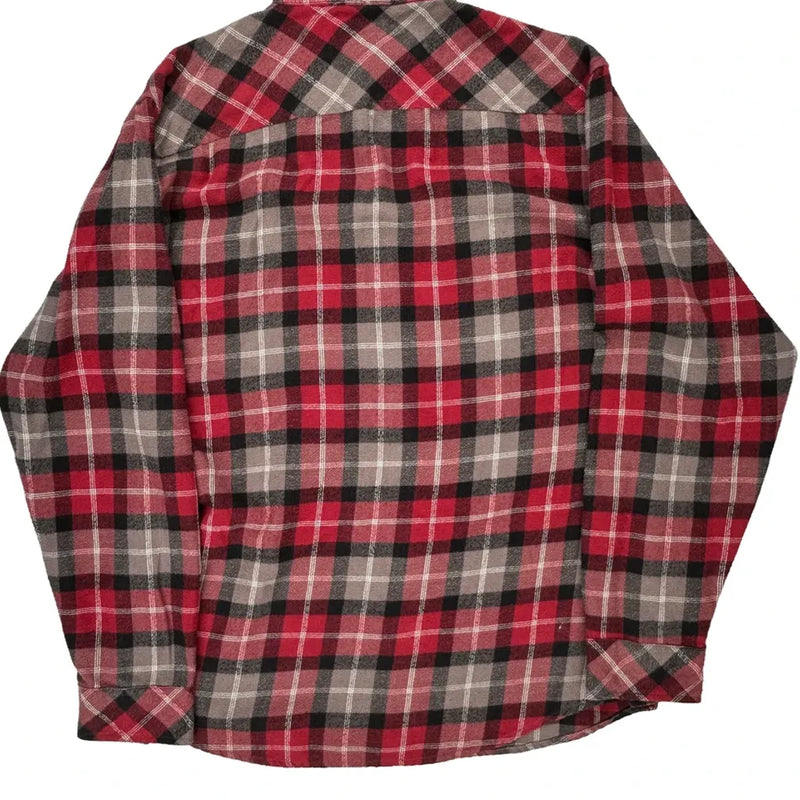 Dickies Checked Flannel Shirt - Large Red Cotton Blend