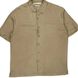 Perry Eliis Short Sleeve Shirt - Large Beige Silk