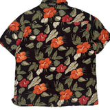 Haggar Floral Hawaiian Shirt - Large Black Cotton