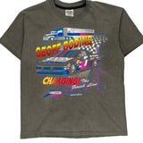 Geoff Bodine Hanes Nascar T-Shirt - Large Grey Cotton