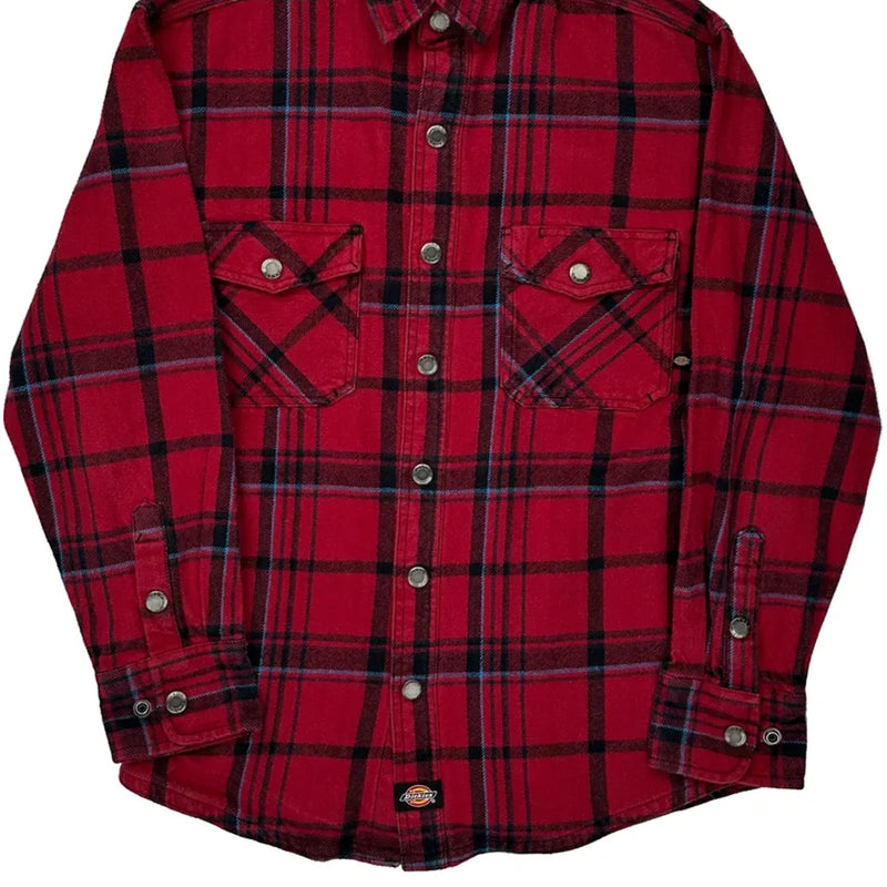 Dickies Checked Flannel Shirt - Medium Red Cotton