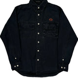 Motorcycle Harley Davidson Graphic Denim Shirt - Medium Black Cotton
