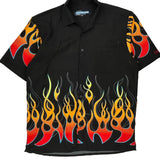 Flames Point Zero Short Sleeve Shirt - Medium Black Cotton