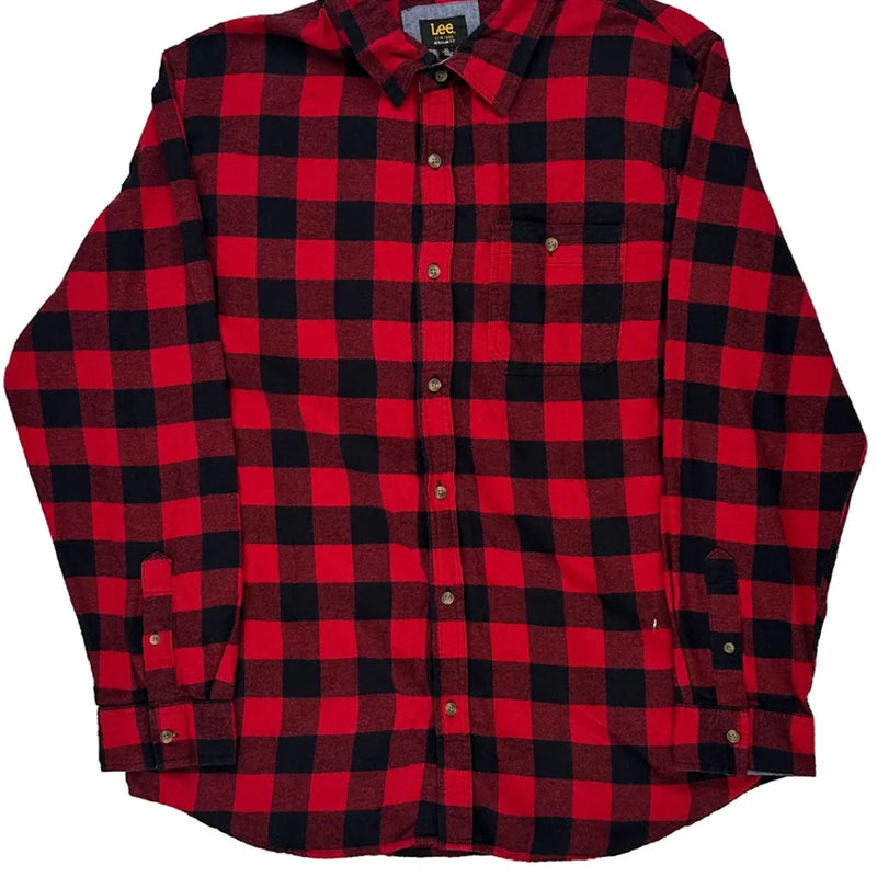 Lee Checked Flannel Shirt - XL Black Cotton