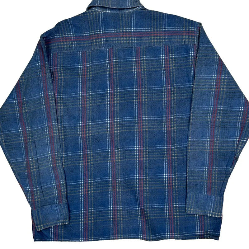 Dickies Checked Flannel Shirt - Large Blue Cotton