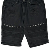 Lion Dynasty Studded Denim Shorts - 36W 12L Black Cotton