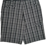 Dickies Checked Cargo Shorts - 36W 12L Gray Cotton Blend