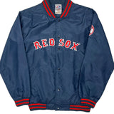 Red Sox Majestic Spellout Baseball Jacket - Large Red Nylon