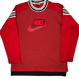 Age 12-13 Nike Striped Sweatshirt - Large Red Polyester
