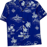 Hawaiian Islands Royal Creations Graphic Hawaiian Shirt - Small Blue Polyester Blend