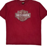Harley Davidson Graphic T-Shirt - Large Red Cotton