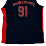 Vintage Armani Exchange Spellout Vest - Small Navy Cotton