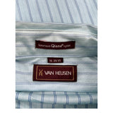 Van Heusen Striped Shirt - Large Blue Nylon