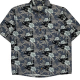 Roundtree & Yorke Floral Hawaiian Shirt - Medium Blue Cotton