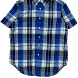 Age 10-12 Ralph Lauren Checked Short Sleeve Shirt - Medium Blue Cotton