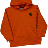 Age 8-10 Carhartt Spellout Hoodie - Small Orange Cotton
