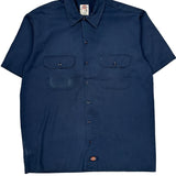 Dickies Short Sleeve Shirt - Large Blue Polyester Blend