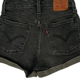 Levis Denim Shorts - 24W UK 4 Black Denim