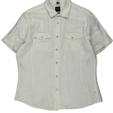 Armani Exchange Short Sleeve Shirt - Large White Linen