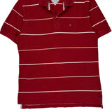 Tommy Hilfiger Striped Polo Shirt - Large Red Cotton