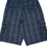 Lee Checked Cargo Shorts - 30W 12L Blue Cotton