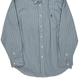 Age 10-12 Ralph Lauren Striped Shirt - Medium Blue Cotton