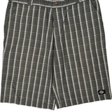 Dickies Checked Shorts - 38W 11L Grey Cotton Blend