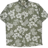 Cooke Street Floral Hawaiian Shirt - Large Khaki Cotton