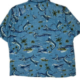 Puritan Graphic Hawaiian Shirt - XL Blue Viscose