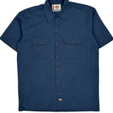 Dickies Short Sleeve Shirt - Large Navy Polyester Blend