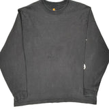 Original Fit Carhartt Spellout Long Sleeve T-Shirt - Large Grey Cotton