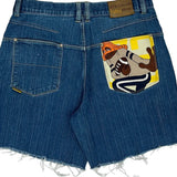 Hip Hop Fubu Graphic Denim Shorts - 36W 8L Blue Cotton