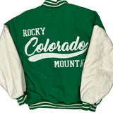 Vintage Basketball Team Rocky Mountain Graphic Varsity Jacket - XL Green Polyester
