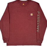 Vintage Carhartt Long Sleeve T-Shirt - Large Burgundy Cotton