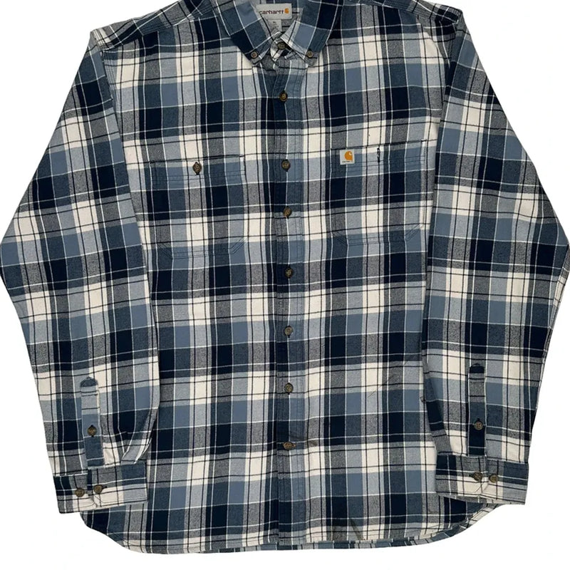 Carhartt Checked Flannel Shirt - XL Blue Cotton