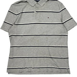 Tommy Hilfiger Striped Polo Shirt - XL Gray Cotton
