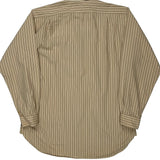 Armani Exchange Striped Collarless Shirt - Small Beige Cotton