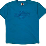 Harley Davidson Graphic T-Shirt - Large Blue Cotton