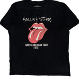 North American Tour 1975 Rolling Stones Band T-Shirt - XL Black Cotton