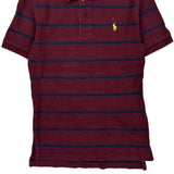 Age 8-9 Polo By Ralph Lauren Striped Polo Shirt - Medium Burgundy Cotton