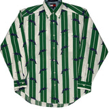 Tommy Hilfiger Striped Patterned Shirt - Small Green Cotton