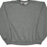 Vintage 90S Blank Jerzees Sweatshirt - XL Grey Polyester Blend