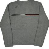 Vintage Hilfiger Denim Striped Jumper - Large Grey Cotton