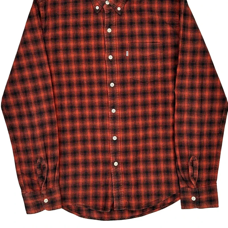 Levis Checked Flannel Shirt - Medium Red Cotton