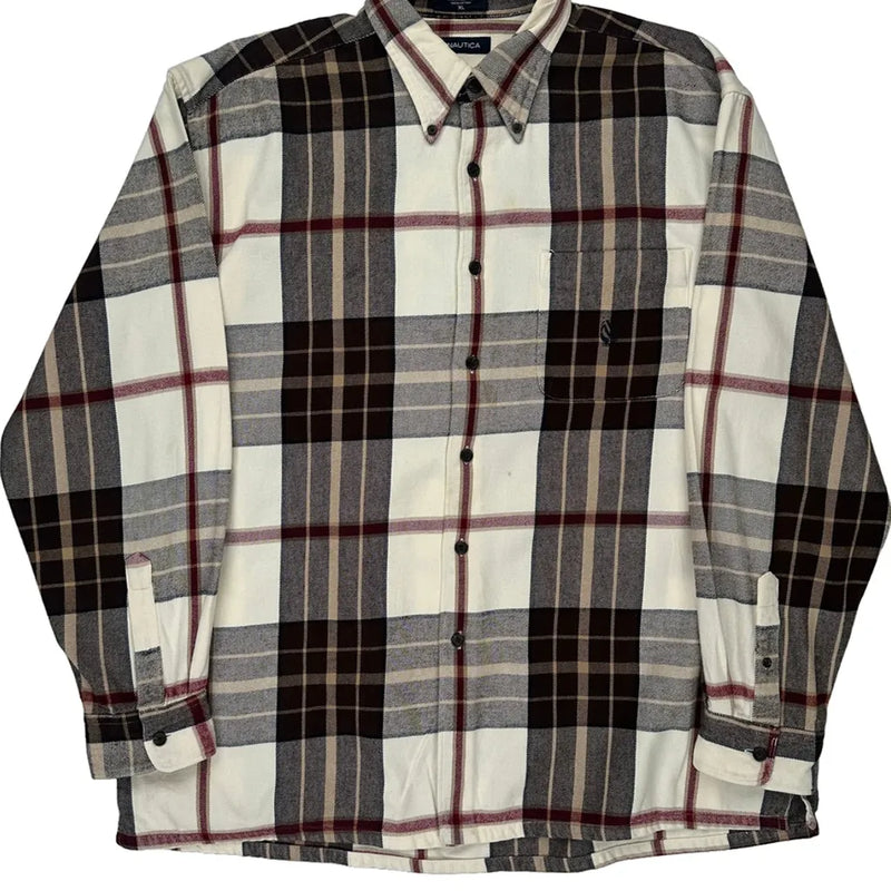 Nautica Checked Flannel Shirt - XL Multicoloured Cotton
