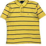 Tommy Hilfiger Striped Polo Shirt - Large Yellow Cotton