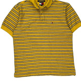 Tommy Hilfiger Striped Polo Shirt - Small Black Cotton