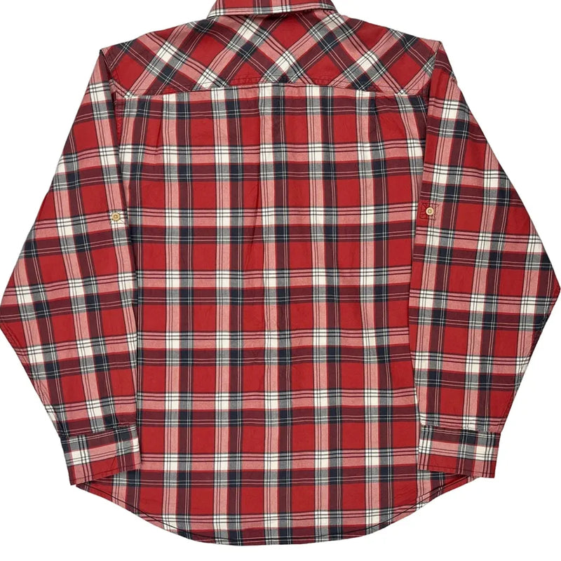 Timberland Checked Flannel Shirt - Large Red Cotton